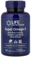 Super Omega-3 EPA/DHA Fish Oil, Sesame Lignans &amp; Olive Extract, 60 капсул