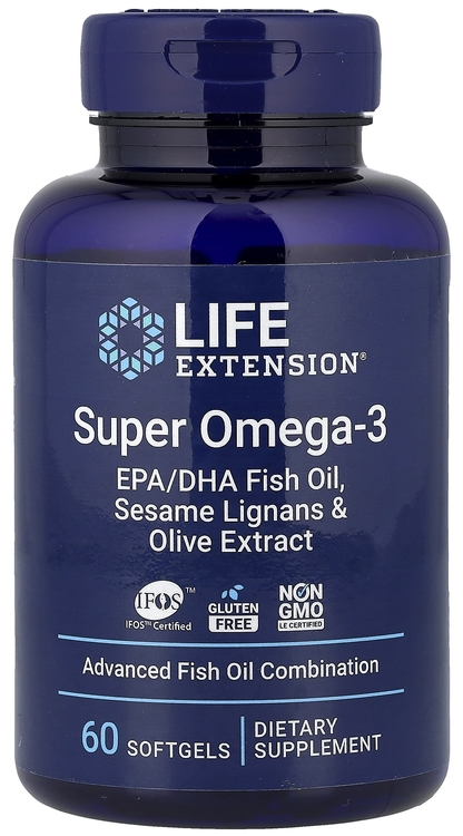 Super Omega-3 EPA/DHA Fish Oil, Sesame Lignans & Olive Extract, 60 капсул