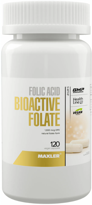Maxler - Folic Acid Bioactive Folate 5-MTHF, 120 кап. (Витамины)