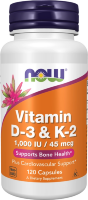 D3 + K2, 1000 IU &amp; 45 мкг, 120 капсул