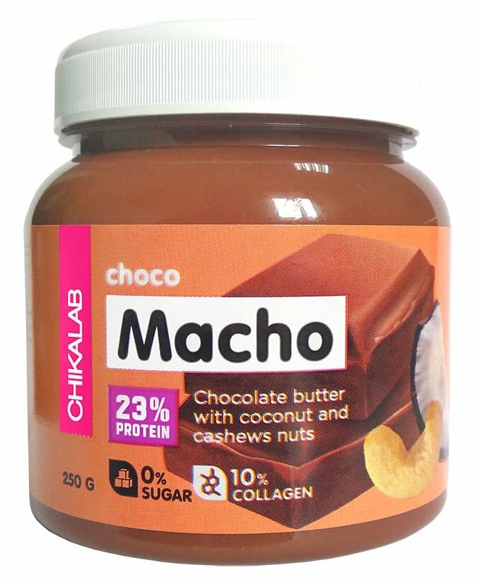 Macho, шоколадная паста с кокосом и кешью, 250г