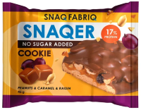 Snaqer Cookie глазированное Арахис, изюм и карамель, 45г
