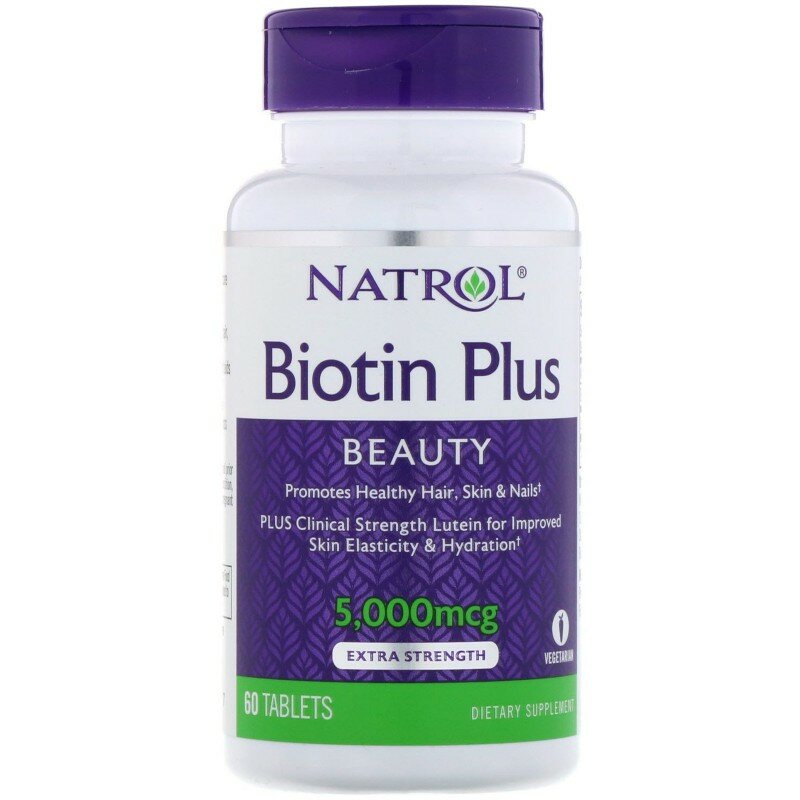 Biotin Plus, Extra Strength, 5000мкг, 60 таб.