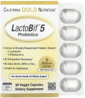 LactoBif® 5, пробиотики, 5 млрд КОЕ, 60 кап.