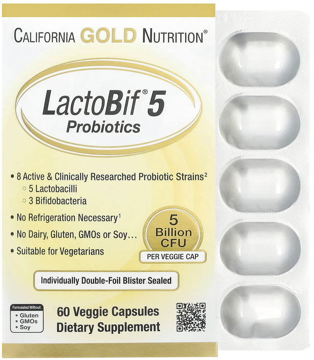 LactoBif® 5, пробиотики, 5 млрд КОЕ, 60 кап.