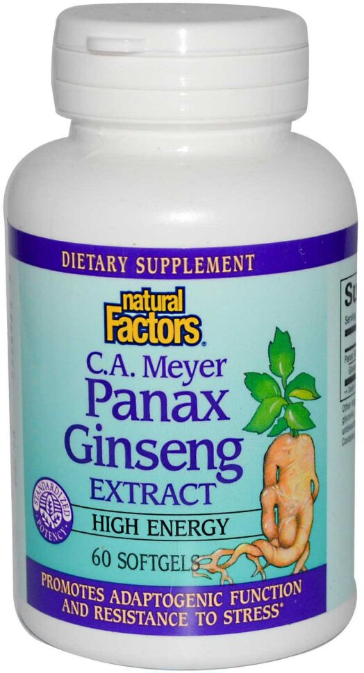 Panax Ginseng Extract, экстракт жень-шеня, 60 капсул