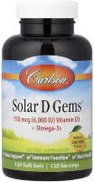 Solar D Gems®, витамин D3 и Омега-3, 120 капсул