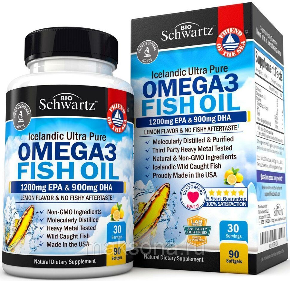 Omega 3 Fish Oil, 90 капсул