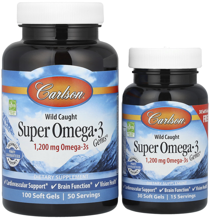 Super Omega-3 из рыбы дикого улова, 100 + 30 капсул