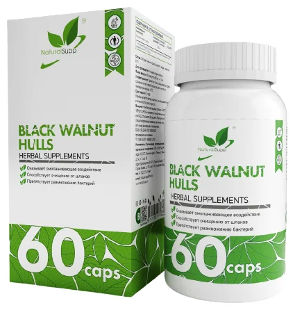 Black Walnut Hulls, 500мг, 60 капсул